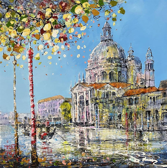 Nigel Cooke Venetian Waters Hand Embellished Canvas - The Acorn Gallery, Pocklington