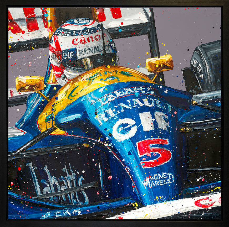 Paul Oz Red 5 Mansell Wall Of Champions Hand Embellished Canvas available from The Acorn Gallery, Pocklington