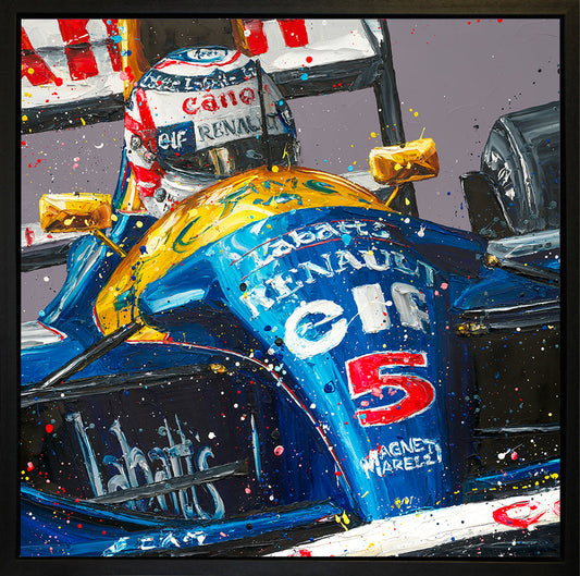 Paul Oz Red 5 Mansell Wall Of Champions Hand Embellished Canvas available from The Acorn Gallery, Pocklington