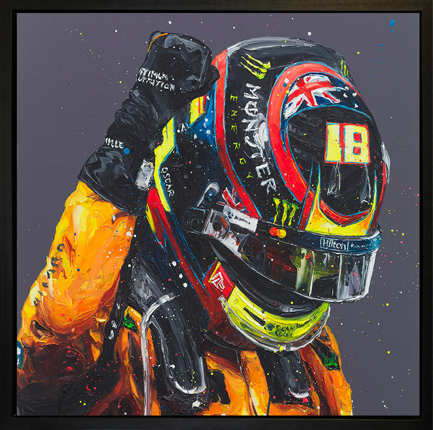 Paul Oz The Calmest Street Fighter Small Hand Embellished Canvas - The Acorn Gallery, Pocklington