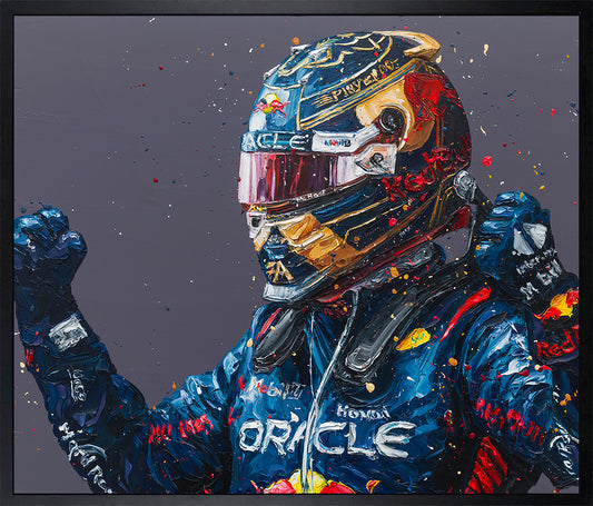 Verstappen '23 World Title Hand Embellished Canvas by Paul Oz NEW