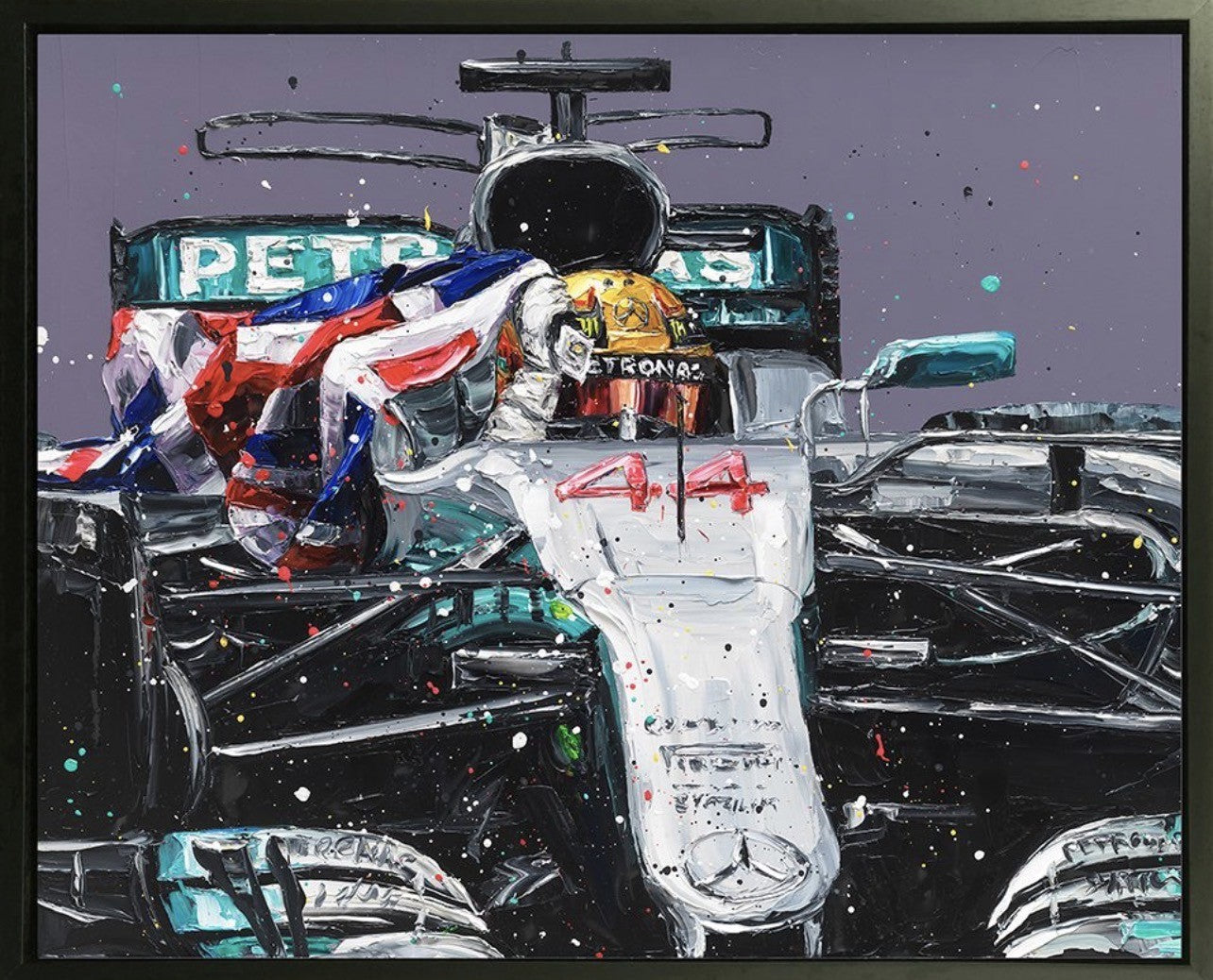 Lewis Hamilton Mexico 17 Car Hand Embellished Canvas by Paul Oz
