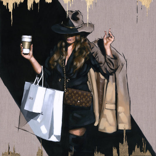 Latte to Go by Richard Blunt Hand Embellished Canvas