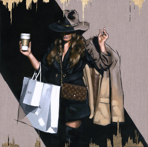 Latte To Go Hand Embellished Canvas by Richard Blunt *NEW*