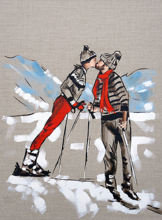 Richard Blunt See You On The Slopes Original Sketch - The Acorn Gallery, Pocklington