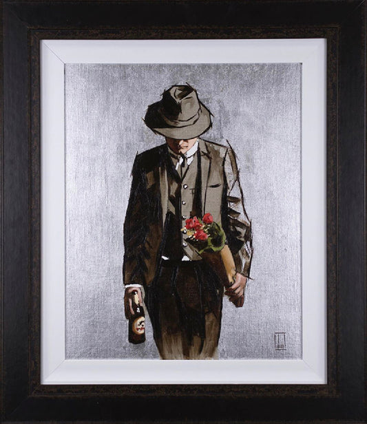 Sorry I'm Late is a guilty flowers artwork by Richard Blunt, available at The Acorn Gallery in Pocklington. Delivery available.