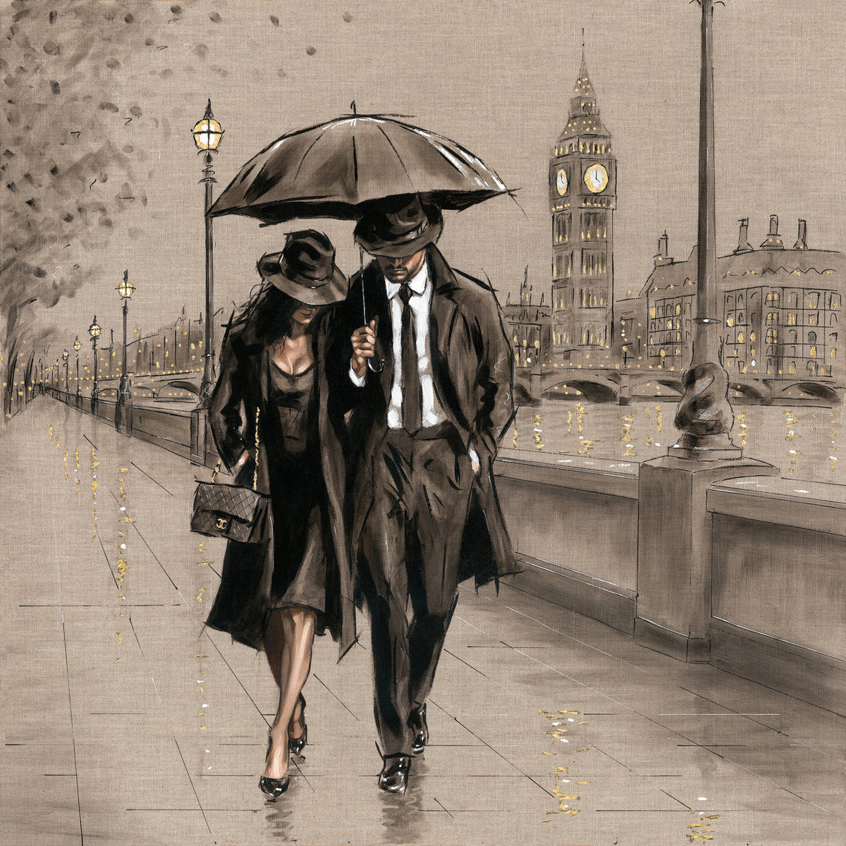 Westminster And You Hand Embellished Canvas by Richard Blunt