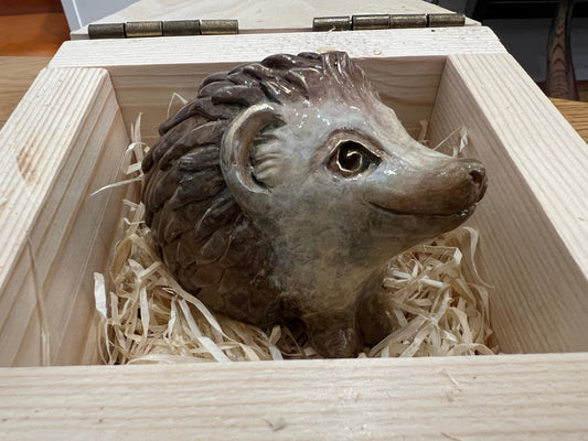 Spike bronze hedgehog sculpture by Roxy Winterburn, limited edition, hand signed, 3-inch tall bronze art piece