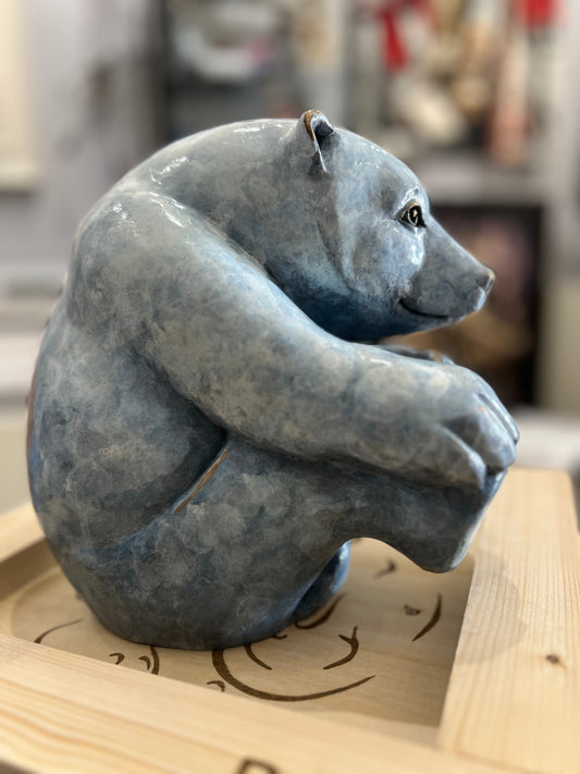 Snowball bronze polar bear sculpture by Roxy Winterburn, limited edition signed artwork