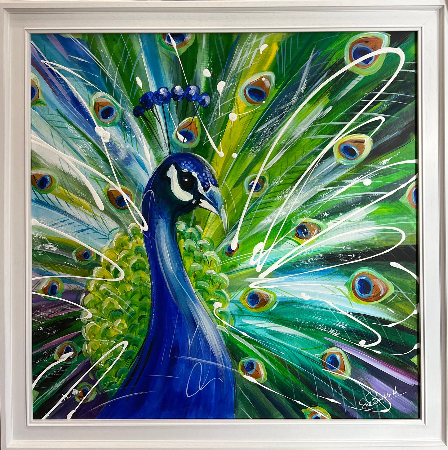 Susan Ballard Royal Bloom Peacock Original Framed - The Acorn Gallery, Pocklington