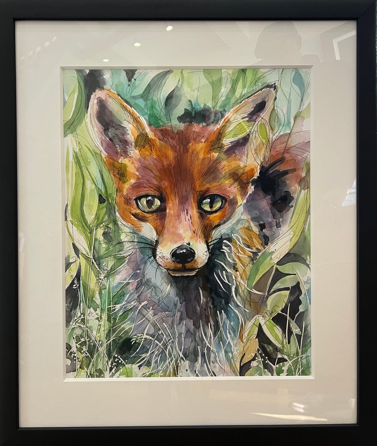 Susan Ballard Amber Gaze Fox Original Framed - The Acorn Gallery, Pocklington