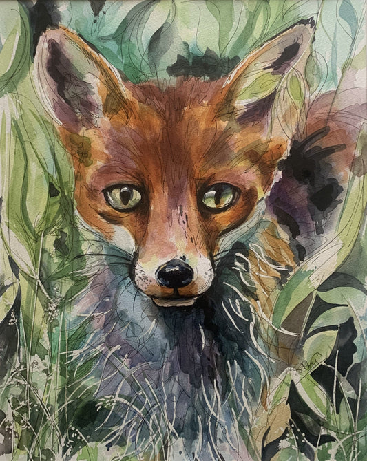 Susan Ballard Amber Gaze Fox Original - The Acorn Gallery, Pocklington