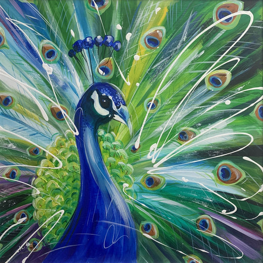 Susan Ballard Royal Bloom Peacock Original - The Acorn Gallery, Pocklington