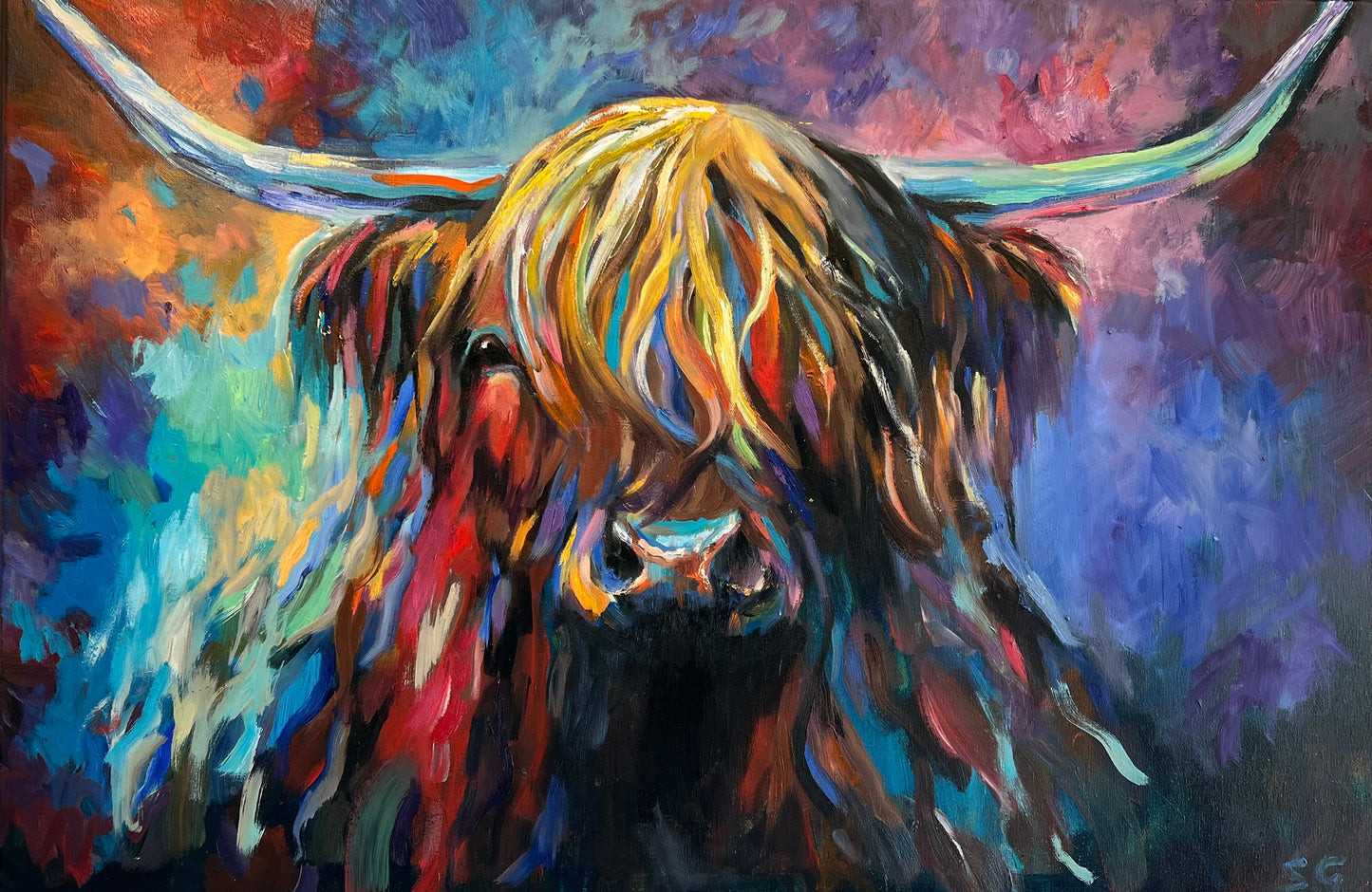 Sue Gardner Ardmuir Highland Cow Original - The Acorn Gallery, Pocklington