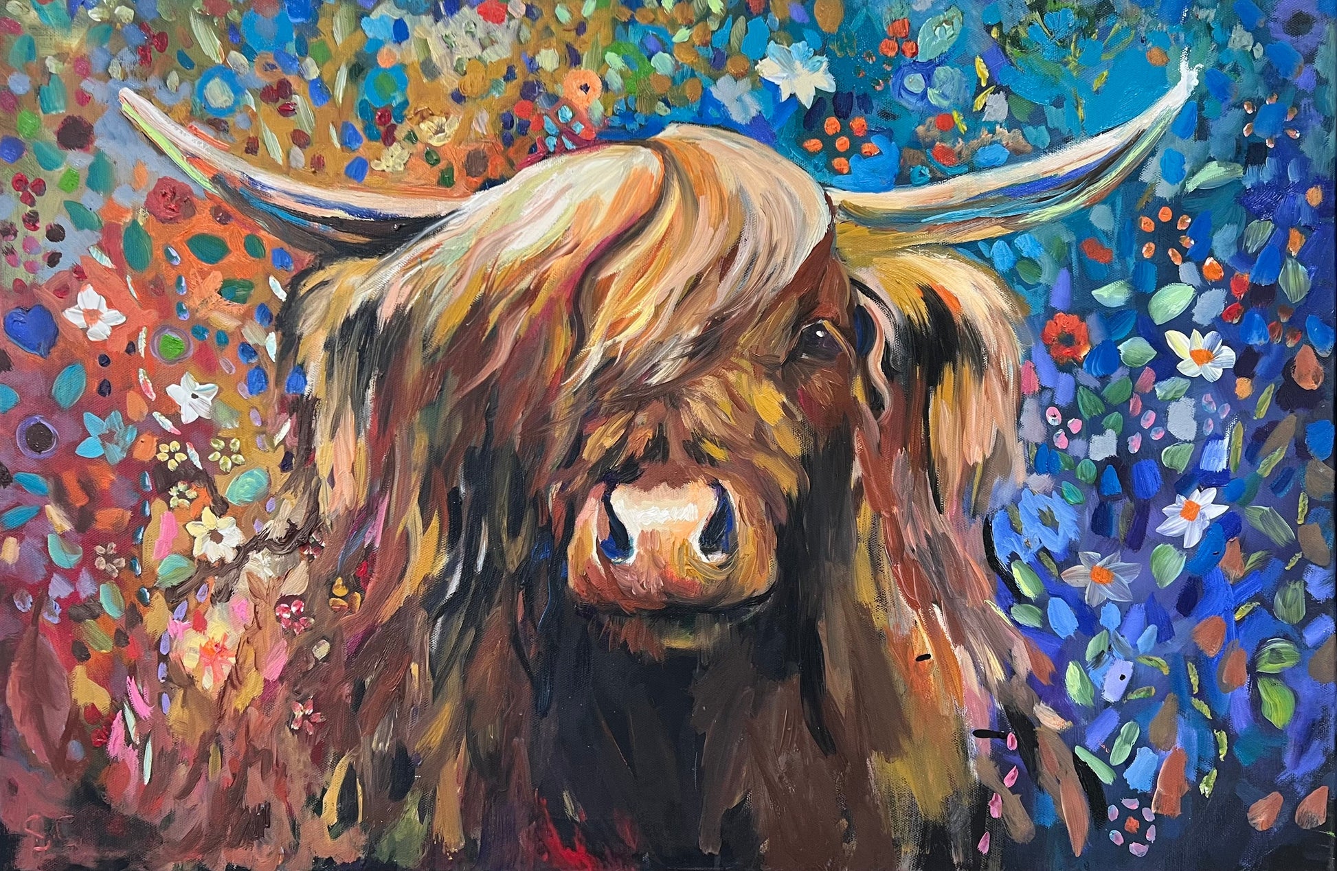 Sue Gardner Carnegie Highland Cow Original - The Acorn Gallery, Pocklington