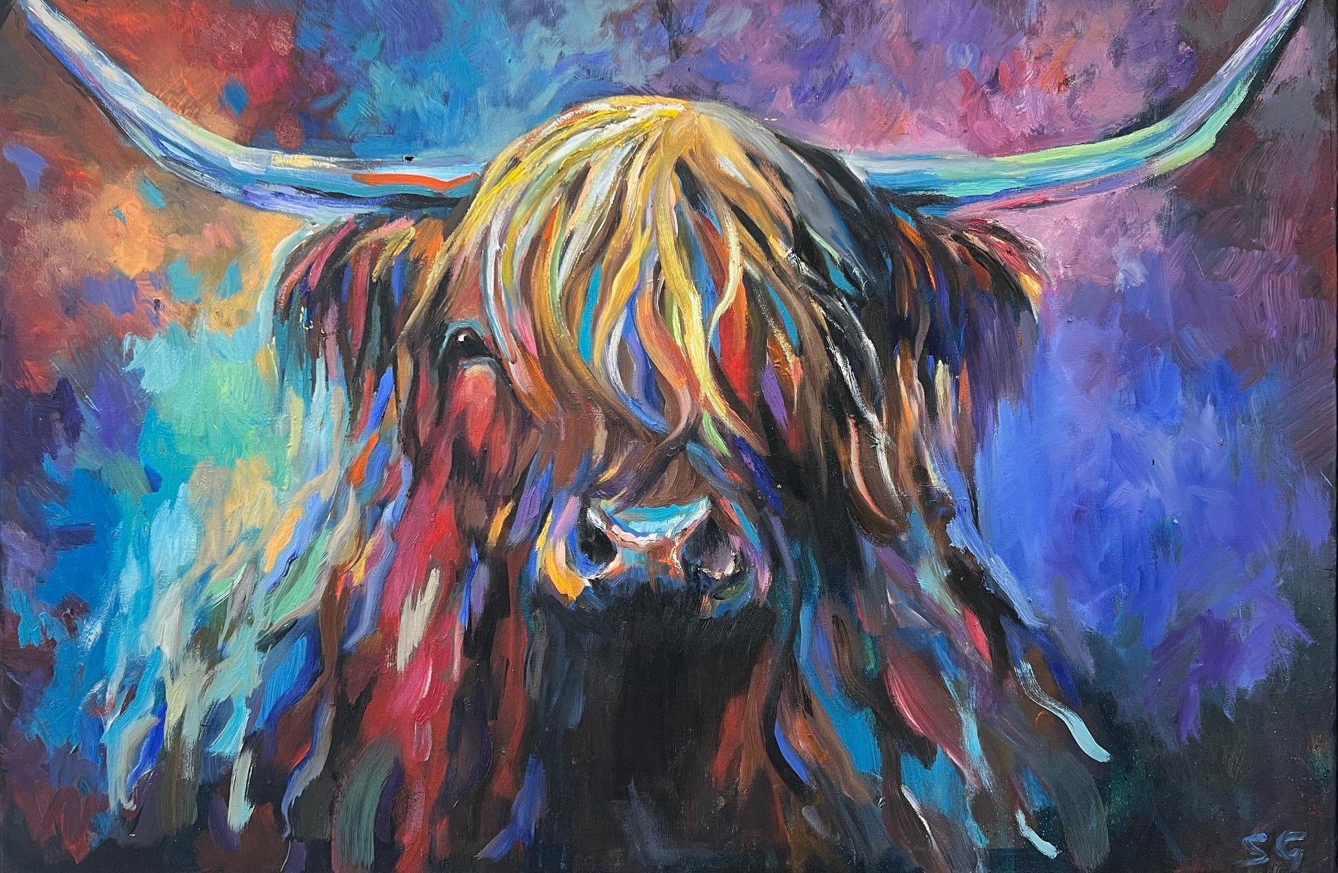 Sue Gardner Carnoustie Highland Cow Original - The Acorn Gallery, Pocklington