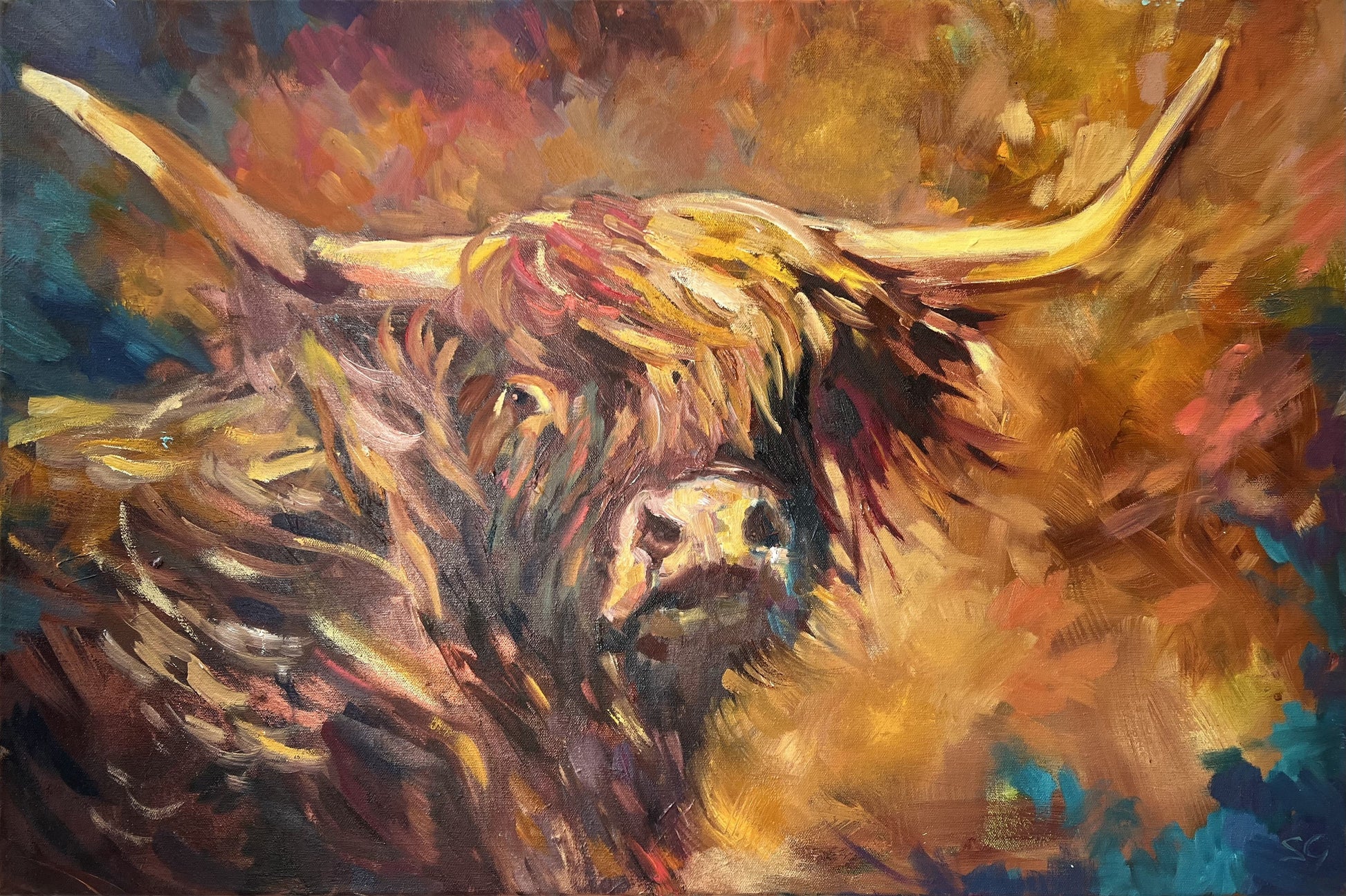 Sue Gardner Stornaway Highland Cow Original - The Acorn Gallery, Pocklington