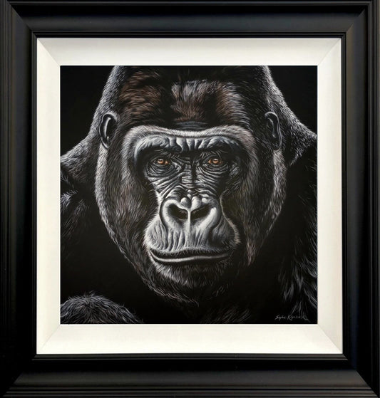Bearer of Strength Original Gorilla Painting by Sophie Kilpatrick. Available at The Acorn Gallery in Pocklington. Free UK Delivery. Visit us or shop online Call 01759 307652.