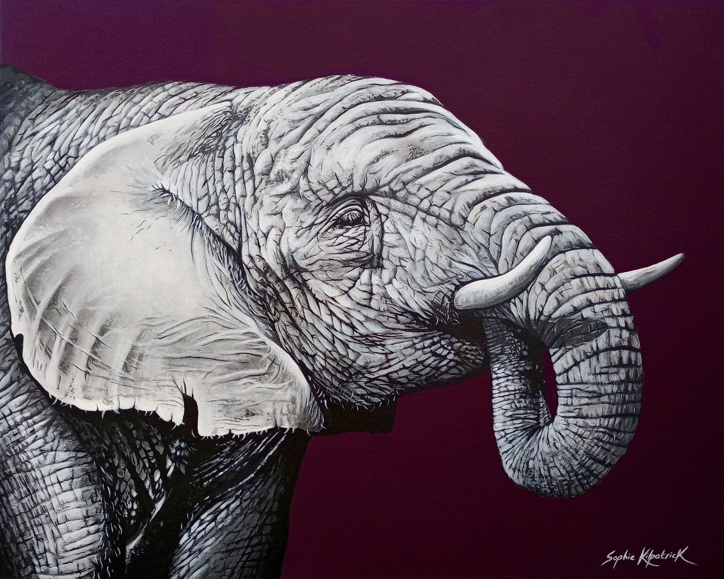 Sophie Kilpatrick Nelly The Elephant Original - The Acorn Gallery, Pocklington