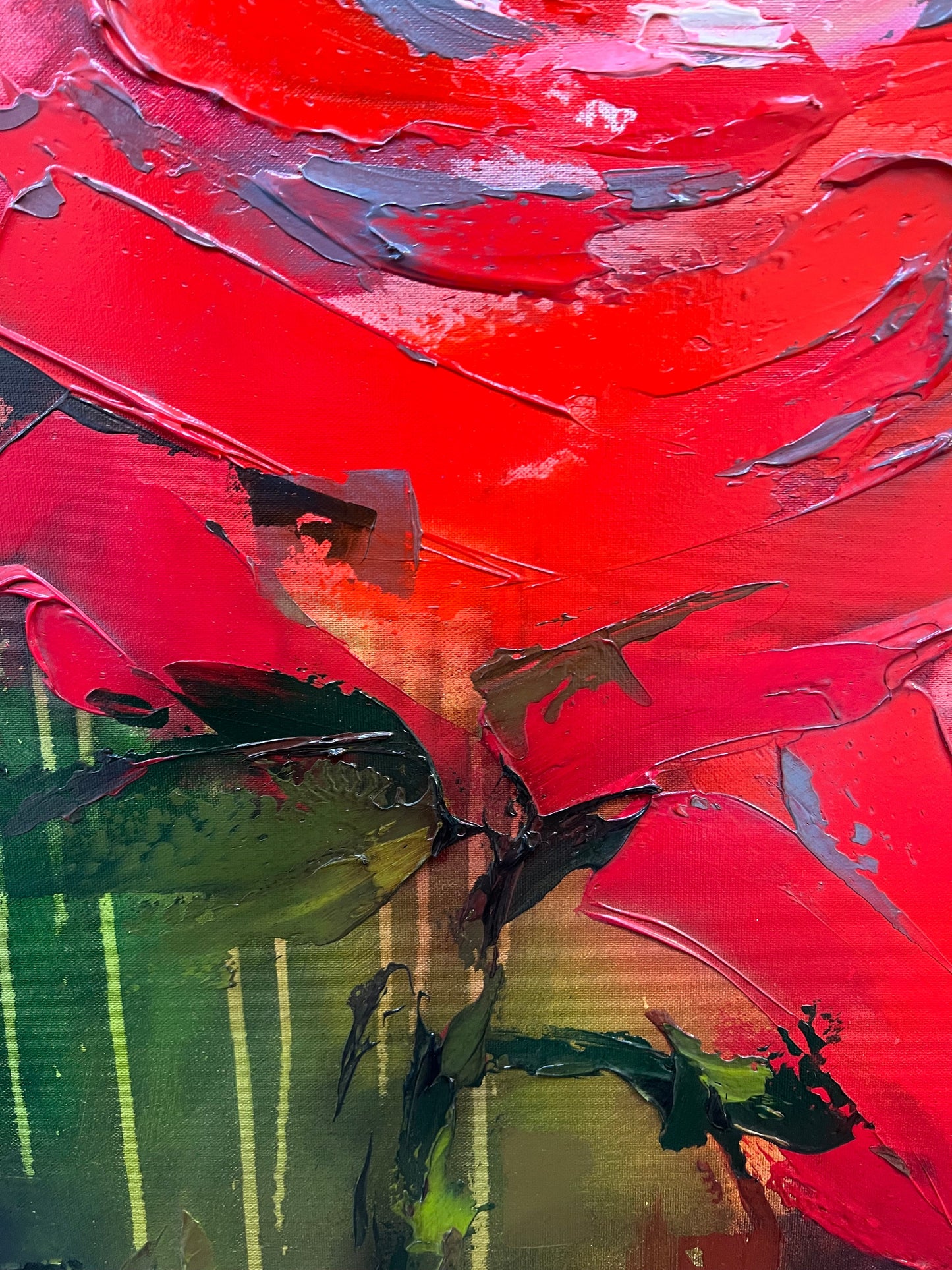 A Stephen Simpson framed original painting titled Botanic Rhapsode in red. Available at The Acorn Gallery Pocklington. Shop online or call us on 01759 307652.