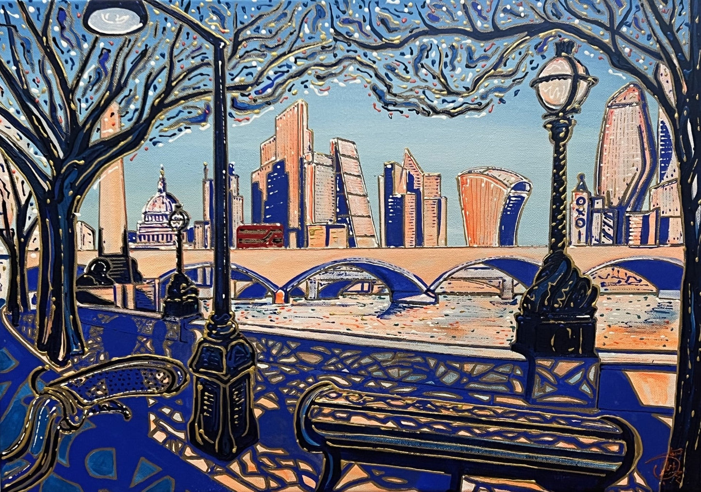 Stuart Storey Riding London In The Evening Sun ORIGINAL - The Acorn Gallery, Pocklington