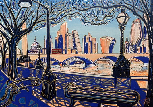 Stuart Storey Riding London In The Evening Sun ORIGINAL - The Acorn Gallery, Pocklington