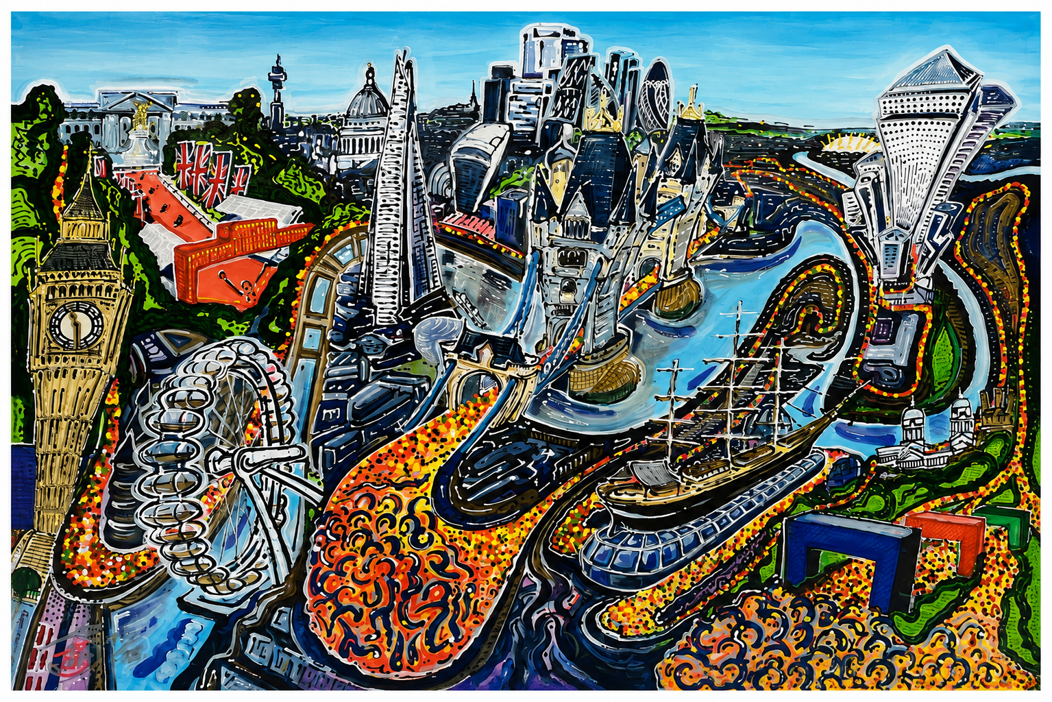 Stuart Storey The London Marathon Limited Edition Print available from The Acorn Gallery, Pocklington