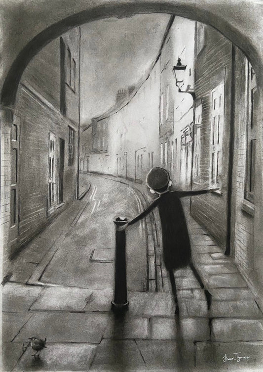 Not A Care In The World ORIGINAL Charcoal by Shaun Tymon NEW