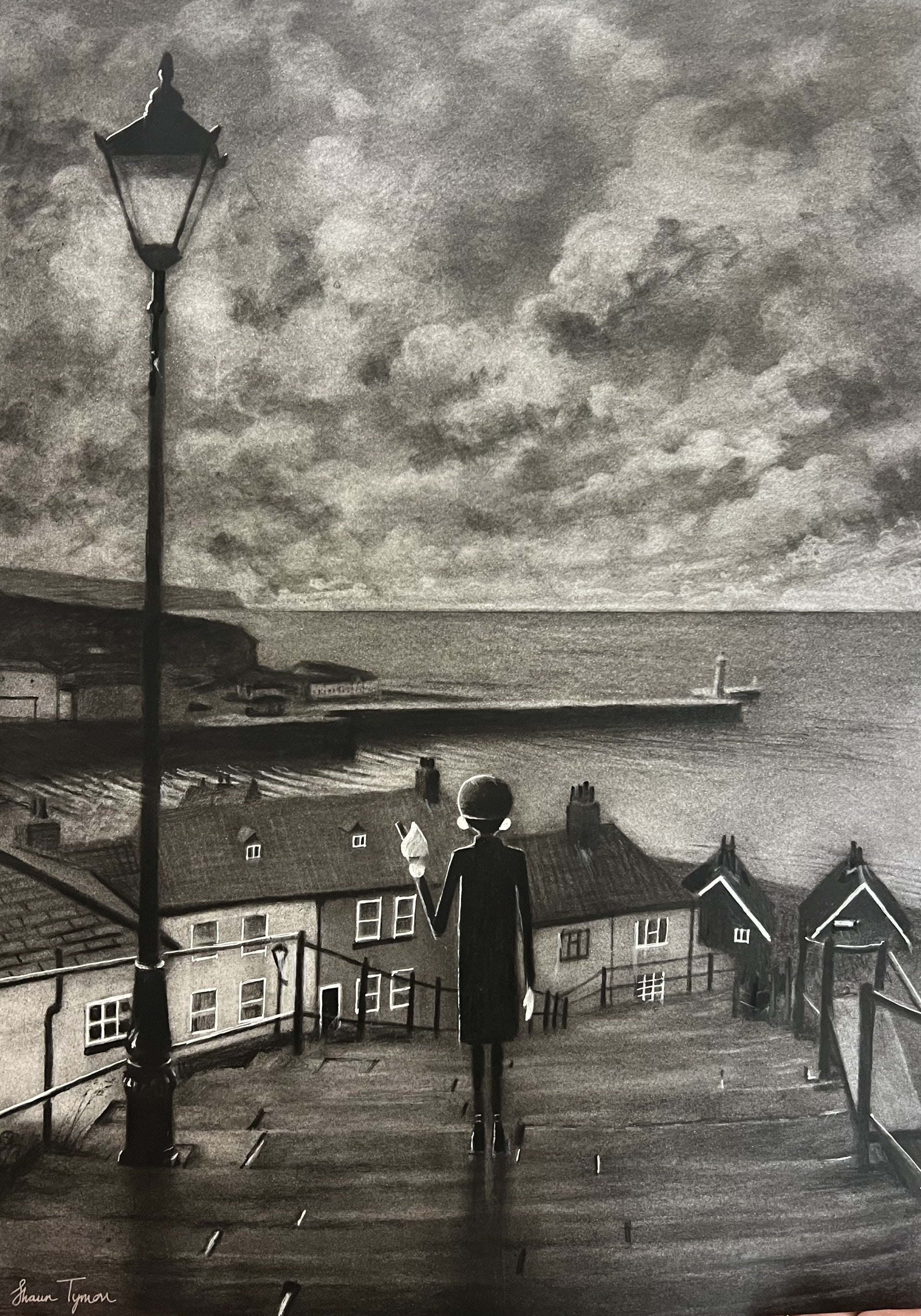 Shaun Tymon Whitby Steps Original available from The Acorn Gallery, Pocklington