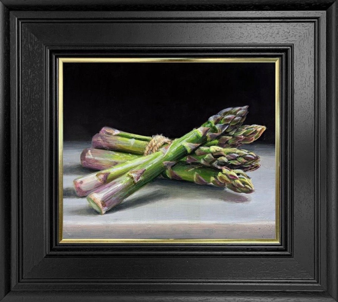 Asparagus original acrylic painting by Tony Owens hand signed 4.75x6 inches