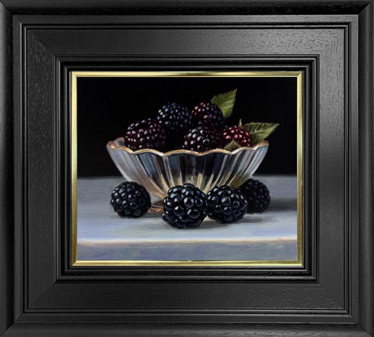 Tony Owens Blackberries And Glass Bowel Original - The Acorn Gallery, Pocklington