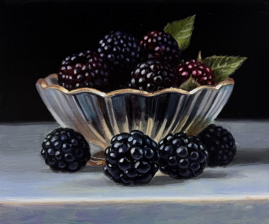 Tony Owens Blackberries And Glass Bowel Original - The Acorn Gallery, Pocklington