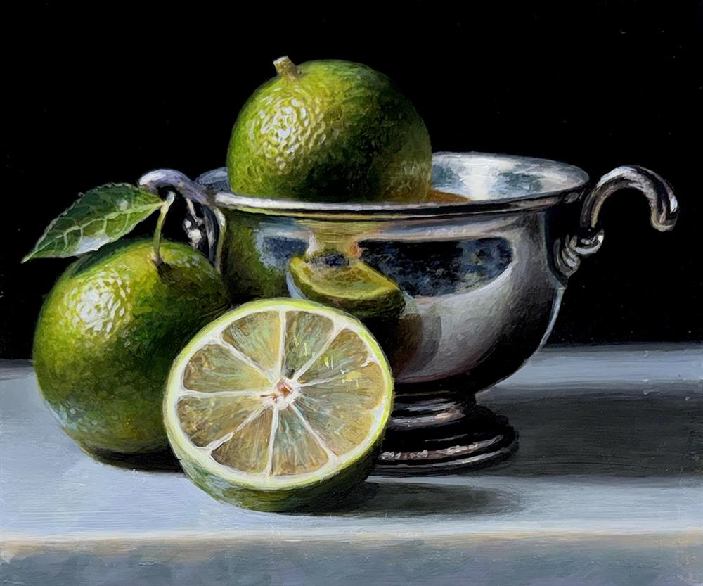 Tony Owens Limes In A Silver Bowl Original - The Acorn Gallery, Pocklington