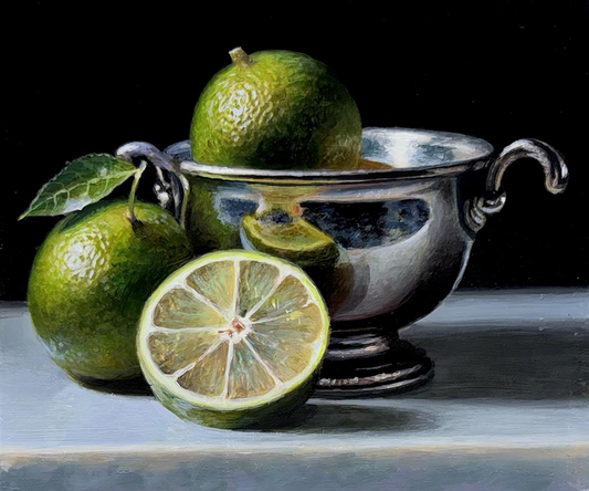 Tony Owens Limes In A Silver Bowl Original - The Acorn Gallery, Pocklington