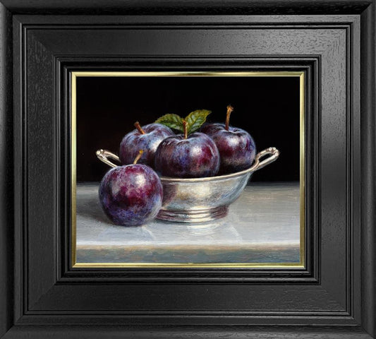 Plums In Silver Bowl ORIGINAL by Tony Owens