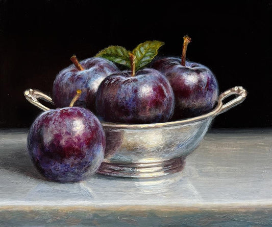 Plums In Silver Bowl ORIGINAL by Tony Owens
