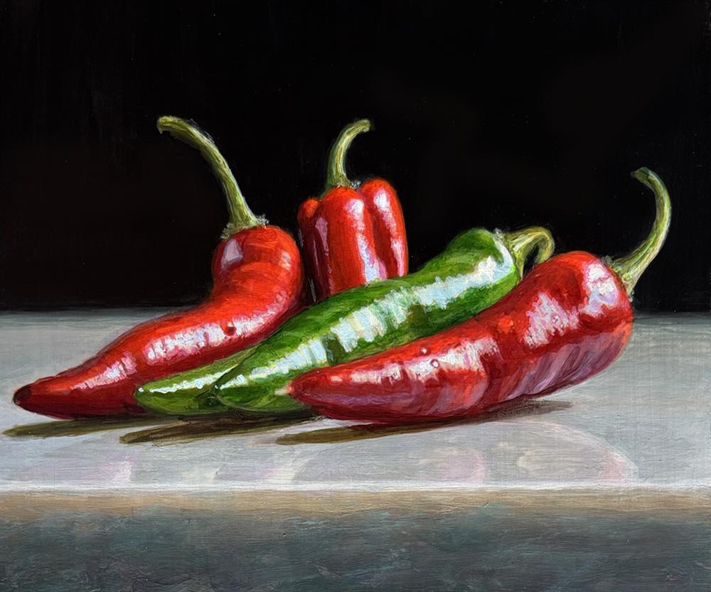 Red And Green Chillies ORIGINAL by Tony Owens