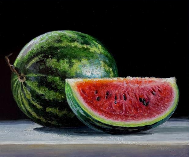 Watermelon ORIGINAL acrylic painting by Tony Owens hand signed vibrant artwork