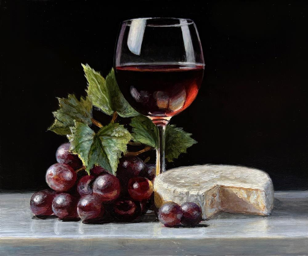 Wine, Cheese And Grapes ORIGINAL by Tony Owens