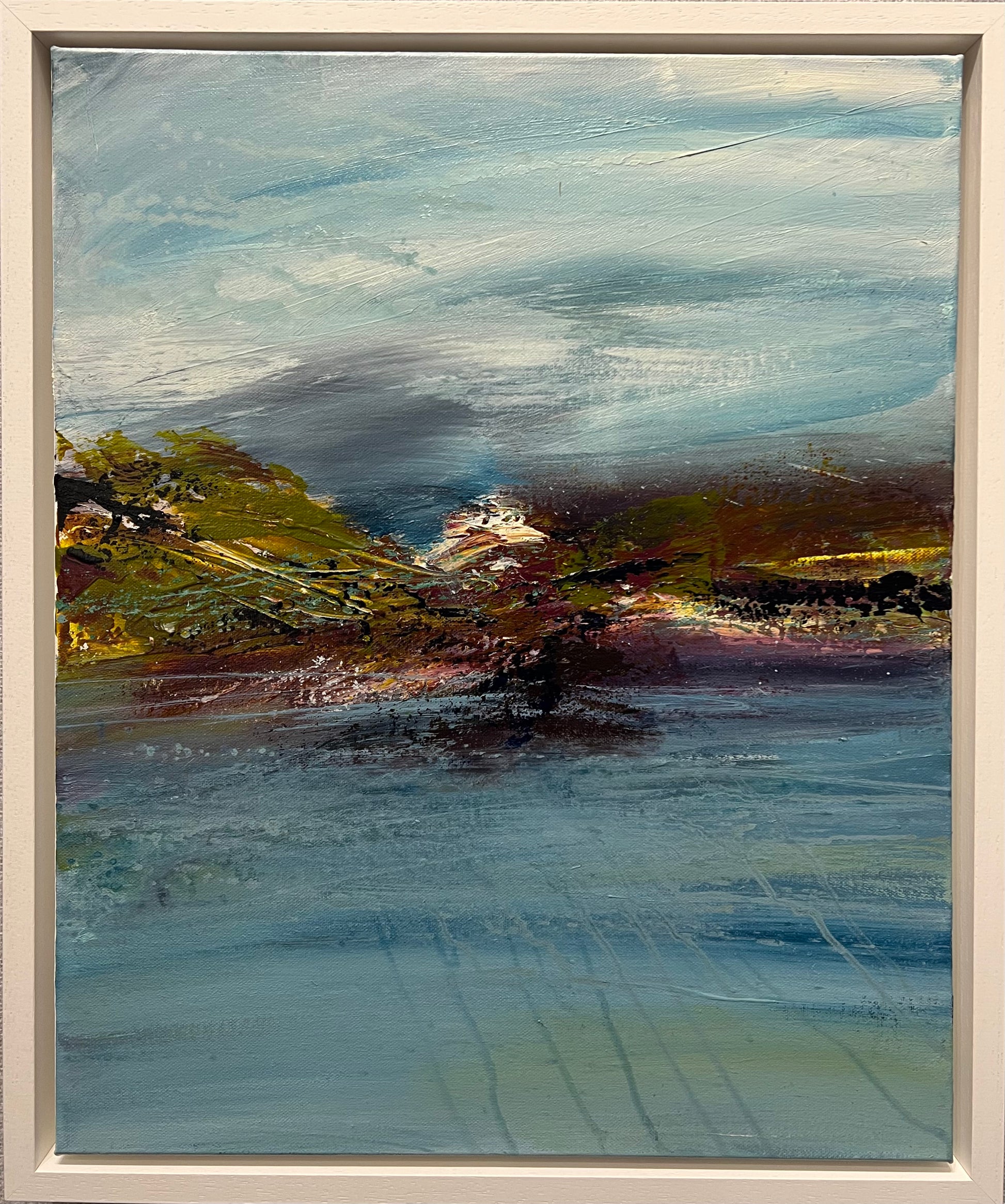 Abstracted seascape in oils by artist li Kippax. Available at The Acorn Gallery in Pocklington. Shop online or call us on 01759 307652. 