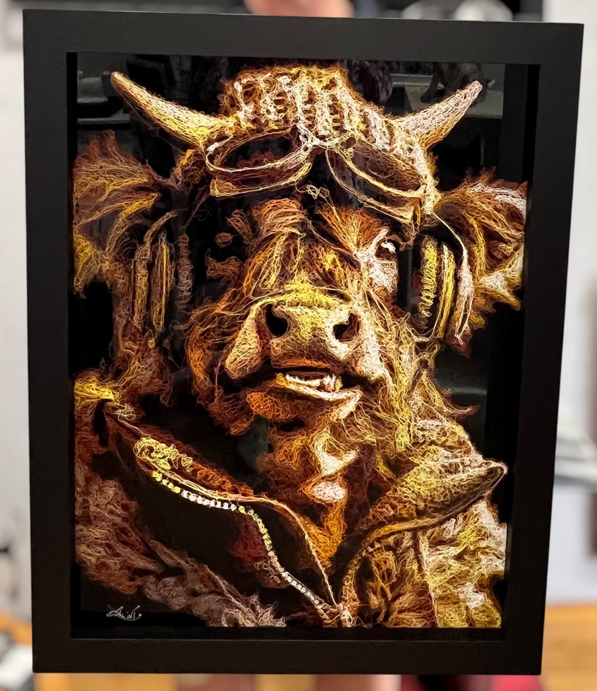 Zalini Art Angus Original 3D Scribble art available from The Acorn Gallery, Pocklington