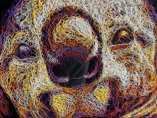 Close up of the Zalini scribble technique on this koala bear by the artist Zalini which is available at The Acorn Gallery in Pocklington. 