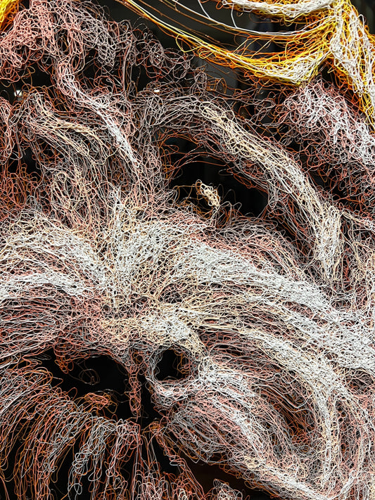 Close up of the Zalini scribble technique as seen on this very cool dog named Doodles, by the artist Zalini showing at The Acorn Gallery in Pocklington. 