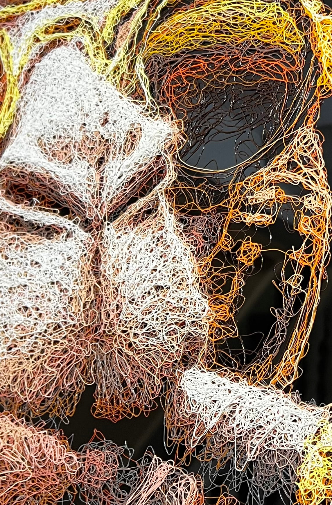 Close up of the Zalini scribble technique as seen in this cool camel by the artist Zalini showing at The Acorn Gallery in Pocklington. 