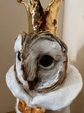 Crowned Owl With Collar ORIGINAL Sculpture by Louise Brown
