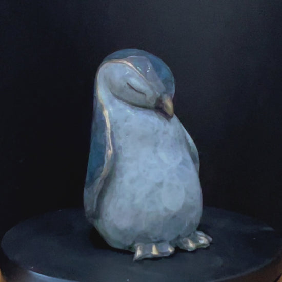 Bronze baby penguin sculpture by Yorkshire artist Roxy Winterburn, available from The Acorn Gallery in Pocklington. Order online or call us on 01759 307652. Free U.K. Delivery. 