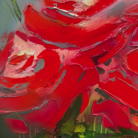 A Stephen Simpson framed original painting titled Botanic Rhapsode in red. Available at The Acorn Gallery Pocklington. Shop online or call us on 01759 307652.