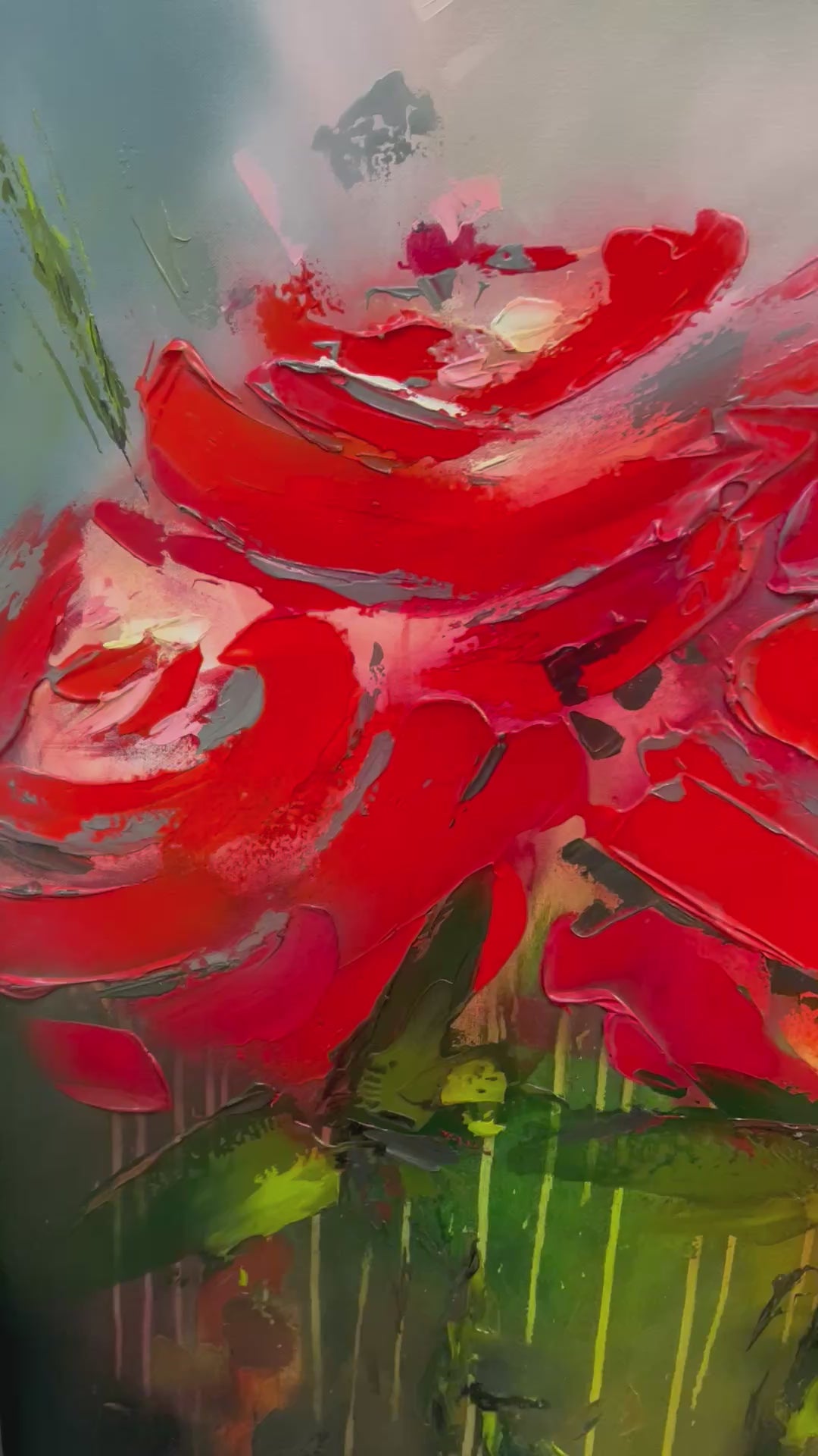 A Stephen Simpson framed original painting titled Botanic Rhapsode in red. Available at The Acorn Gallery Pocklington. Shop online or call us on 01759 307652.