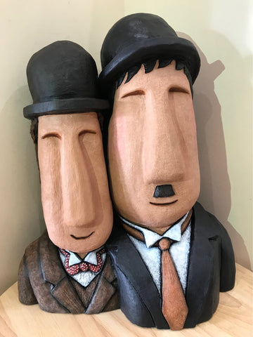 Laurel & Hardy Bighead Sculpture By Jenny Mackenzie