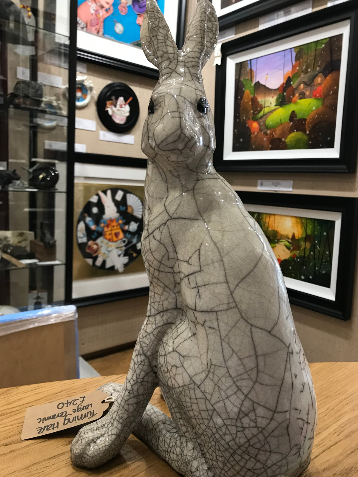 Paul Jenkins Large Turning Hare Raku Sculpture - The Acorn Gallery